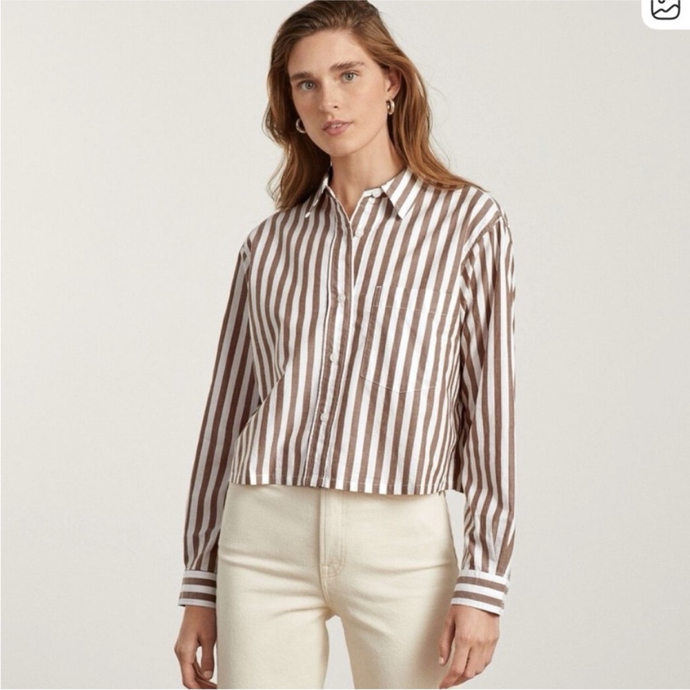 Everlane | Way Short Striped Boxy Button down